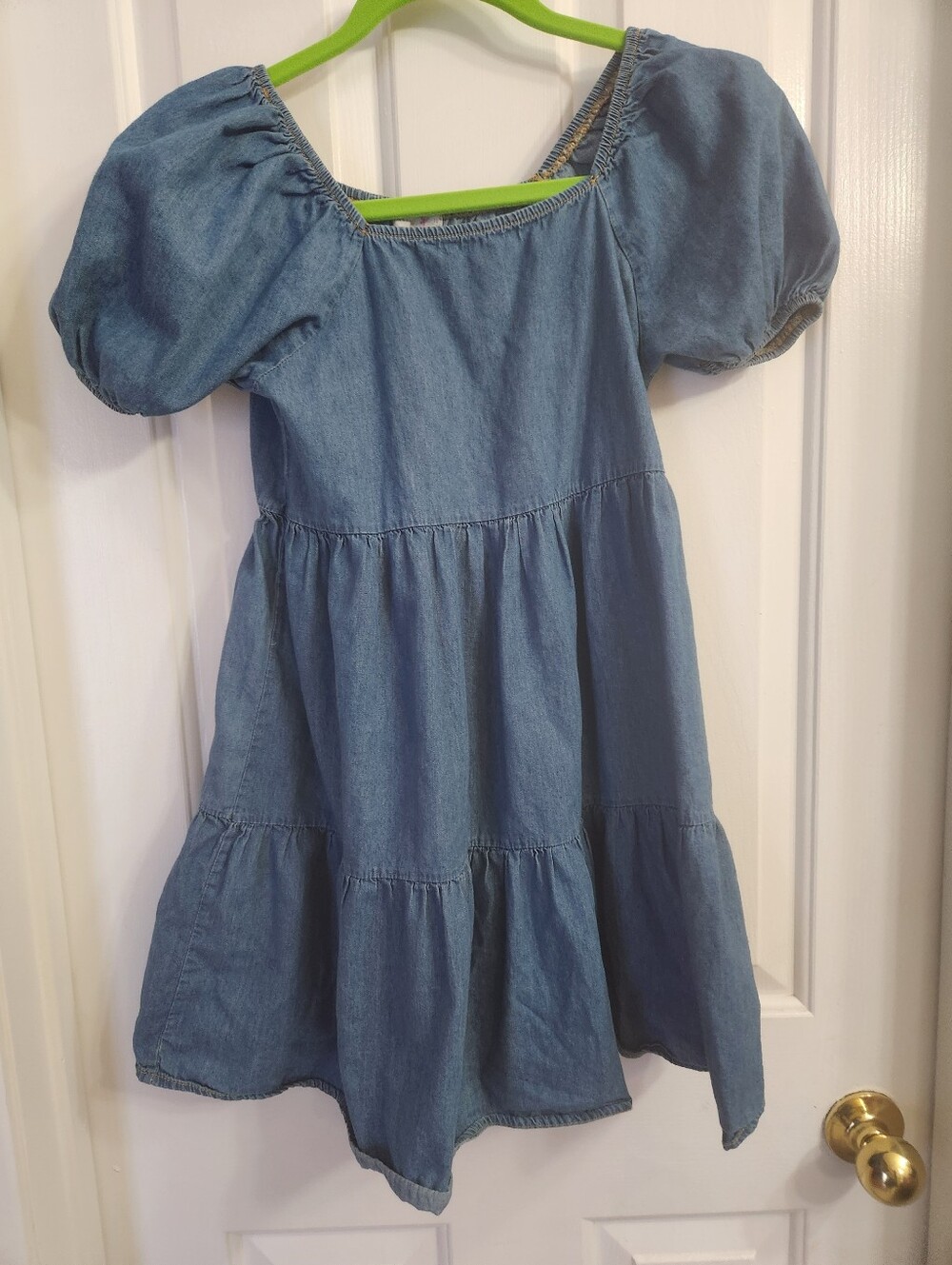 girls' tiered chambray denim dress by the brand Beautees 12yr